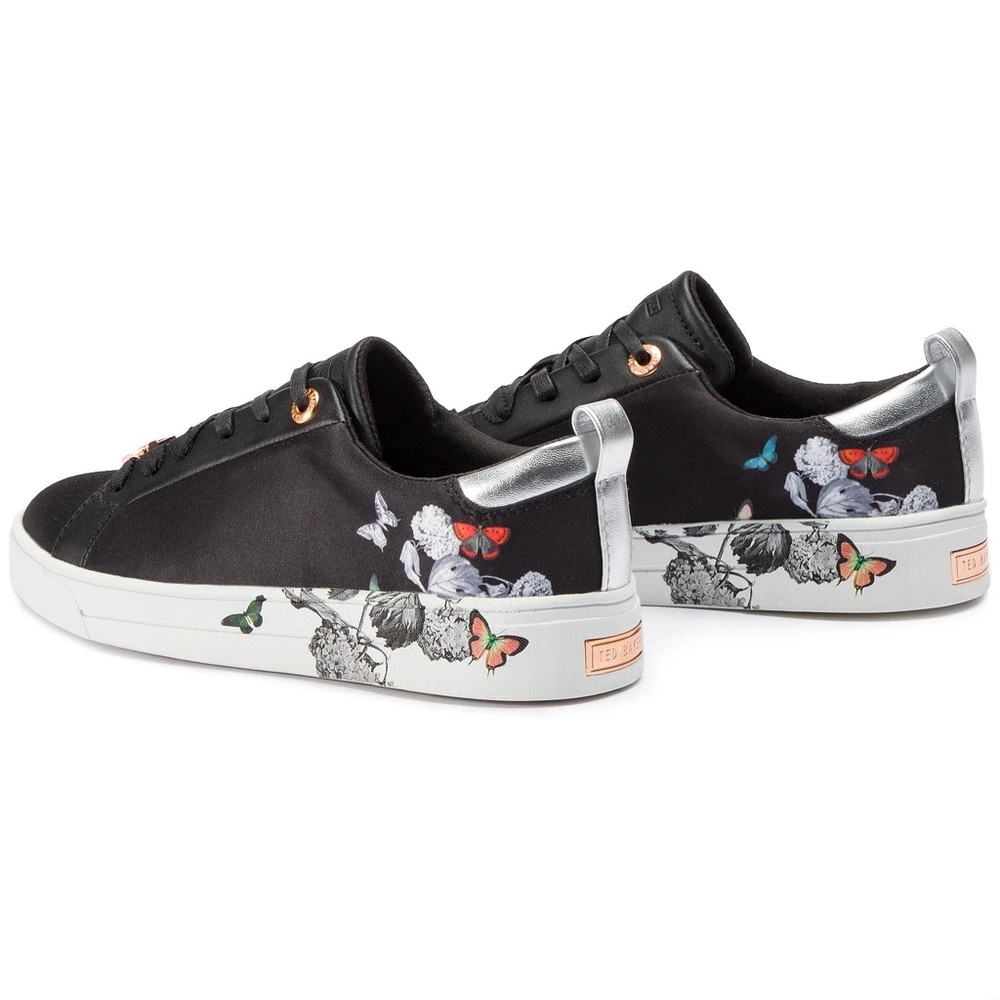 Ted Baker Black Orosa Floral Butterfly Sneakers Black Silver Size EU 37.5/US 7